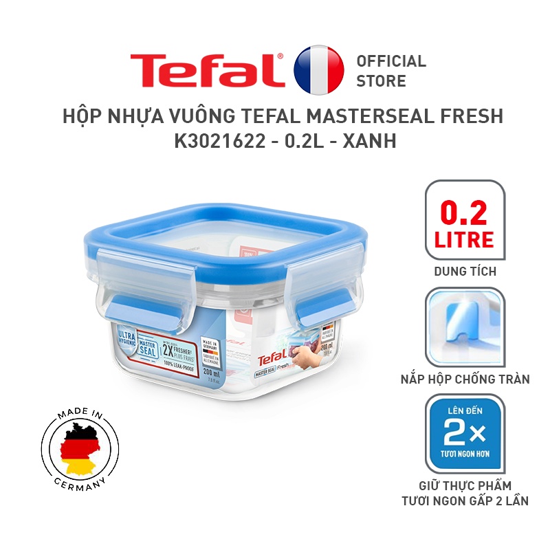 Bộ 4 hộp đựng thực phẩm nhựa, Tefal Masterseal Fresh (200ml, 550ml, 850ml, 1100ml)