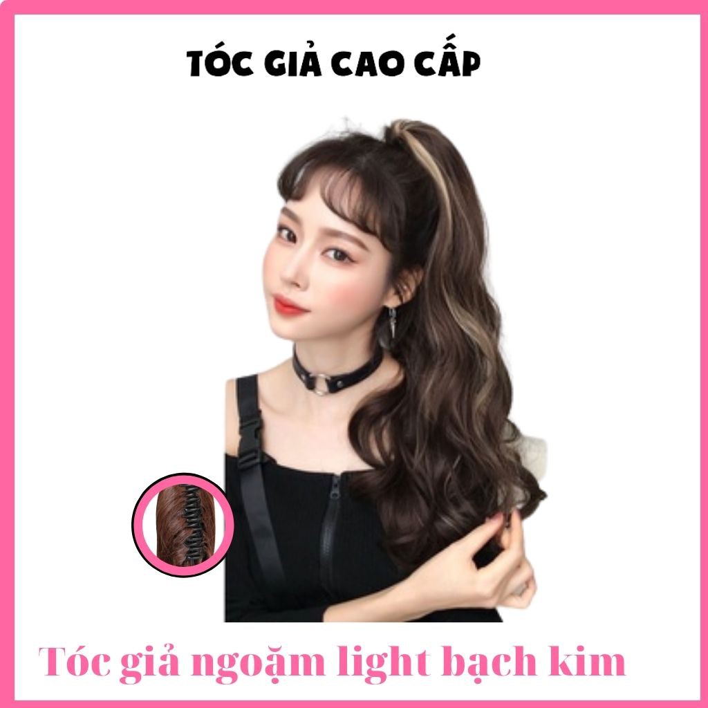 tóc giả ngoặm light bạch kim, xoăn y ảnh, mã n50