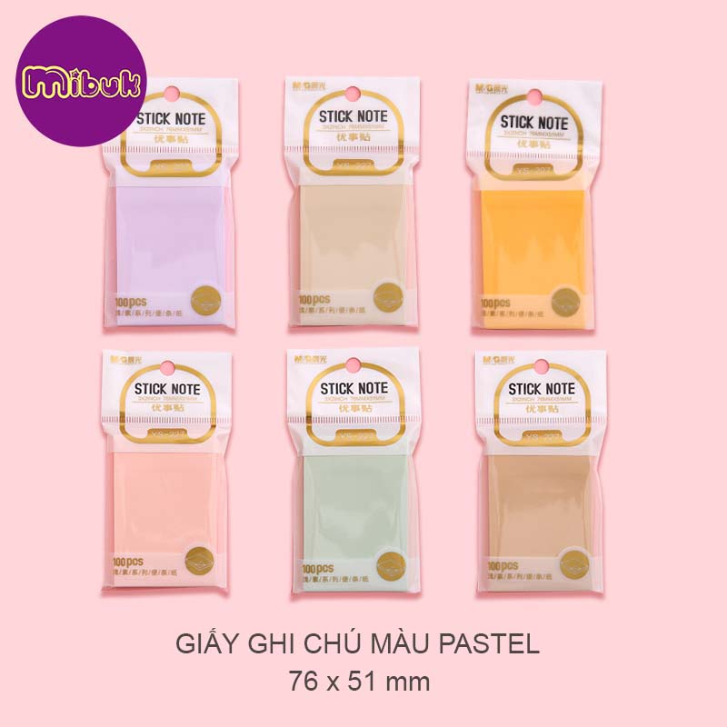 Giấy ghi chú 100 tờ khổ dọc 76x51mm giấy note pastel M&G