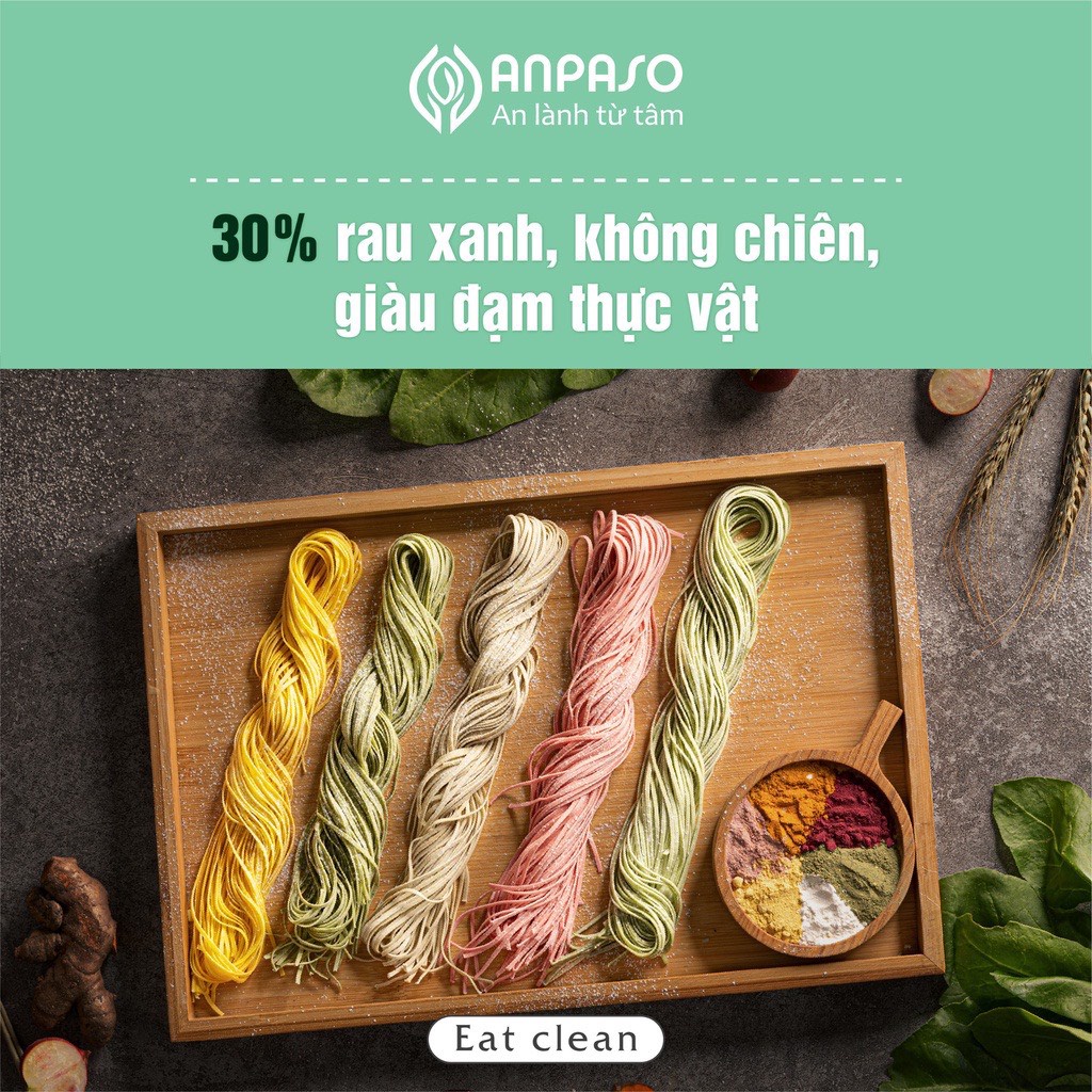 Mì rau củ Anpaso,cải bó xôi,mầm lúa mạch,củ nghệ, eatclean, đẹp dáng, bổ sung chất xơ và vitamin 120g 300g Xanh | BigBuy360 - bigbuy360.vn