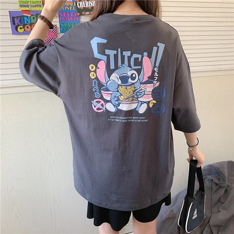 Áo phông tay lỡ unisex nam nữ thun form rộng STICH teen cổ tròn oversize cotton giá rẻ basic đen trắng tee pull