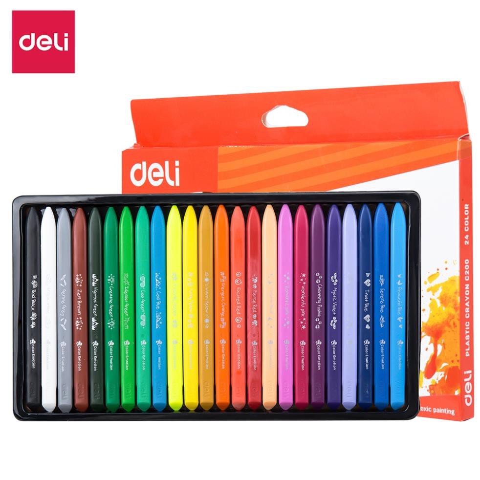 Bút sáp dầu Plastic Deli - 12 màu/18 màu/24 màu - 1 hộp - C20000/ C20010/ C20020