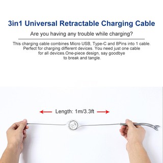 3in1 USB Charging Cable  Micro USB Charging Cable  1m Charging Cable