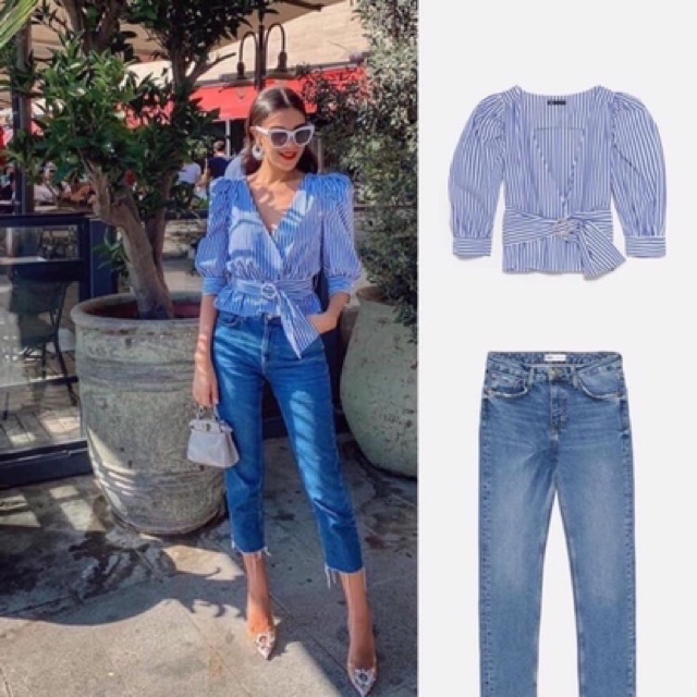 Áo sơmi vạt chéo tay phồng Zara