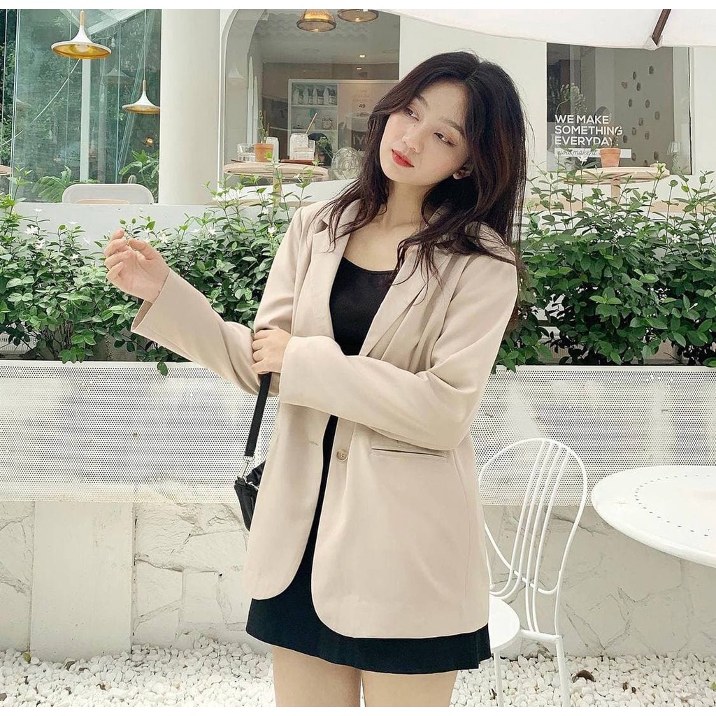 Áo Vest công sở Oversize màu Đen, blazer dáng suông rộng chất vải cao cấp kiểu hàn quốc