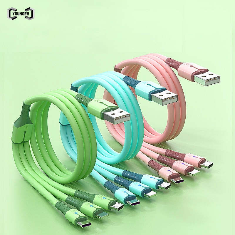 Dây Cáp Sạc Nhanh Micro Usb Loại C Bằng Silicone Lỏng 3 Trong 1