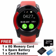 Đồng hồ thông minh có khe gắn sim - thẻ nhớ V8 + tặng kèm ( thẻ nhớ 8g + 1 pin thay thế + đầu đọc thẻ loại xịn )