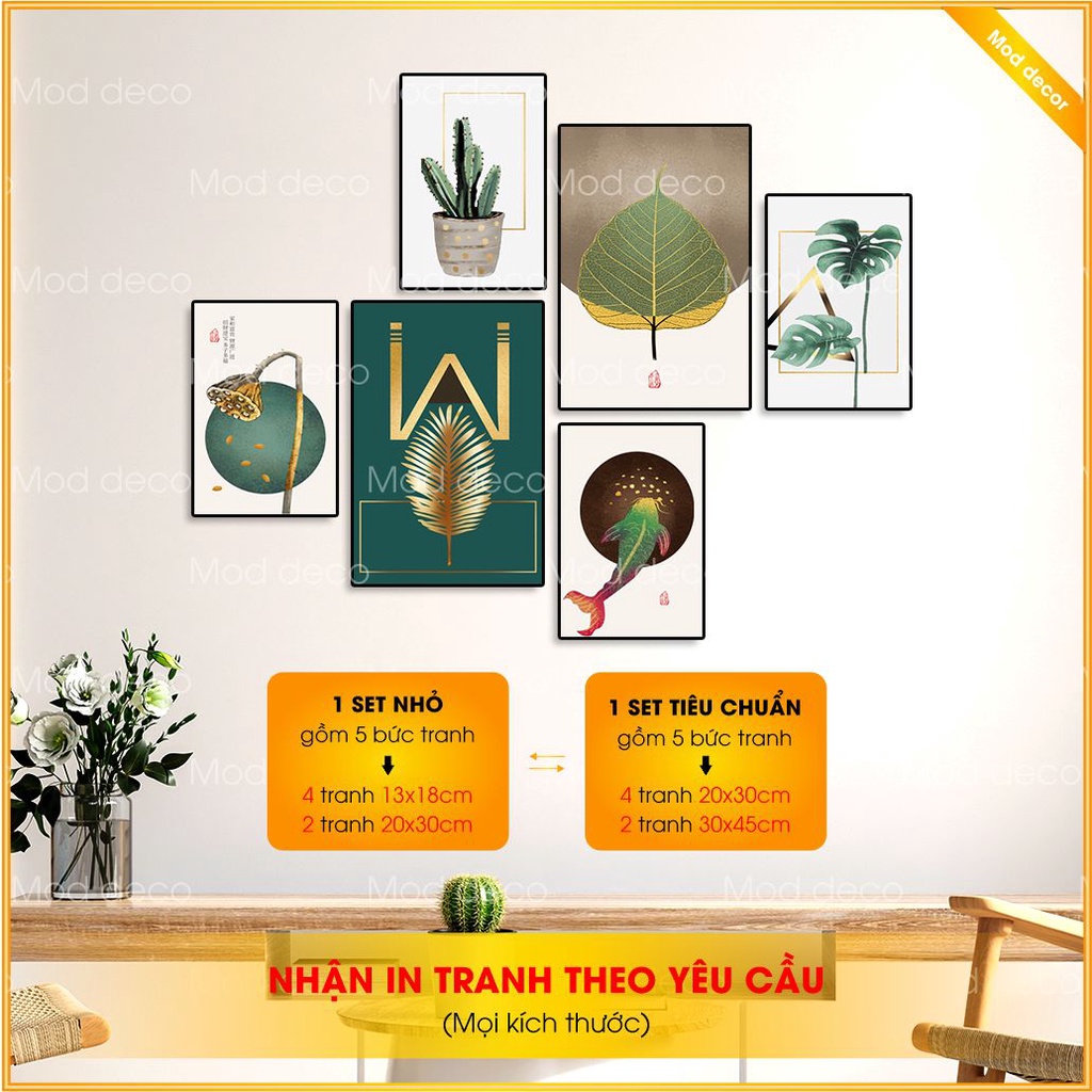 Set 6 Tranh Treo Tường, Tranh Phòng Khách, Tranh Phòng Ngủ, Tranh Dán Tường - Có Khung | 3H