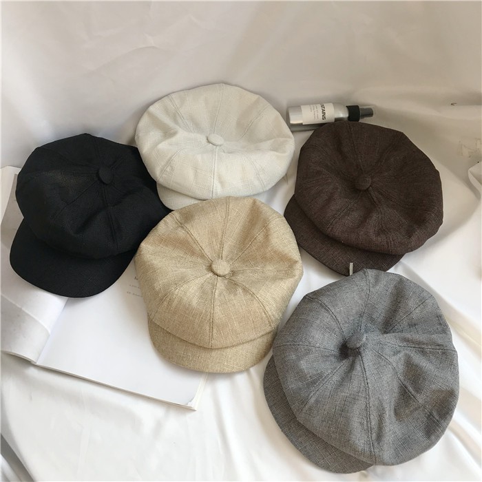 Mũ Bát Giác Chất Liệu Cotton Lanh Phong Cách Retro Nhật Bản Cho Nữ