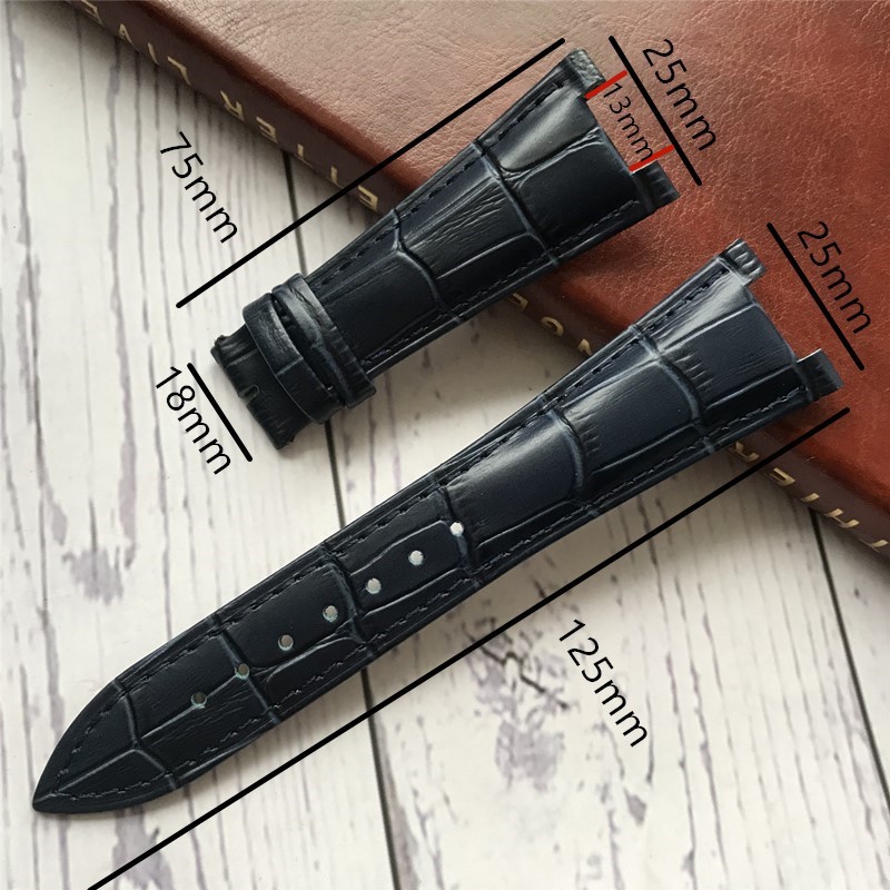 Dây đeo bằng da thay thế 25mm cho đồng hồ Patek Philippe Nautilus 5712G 5711 Notch 13