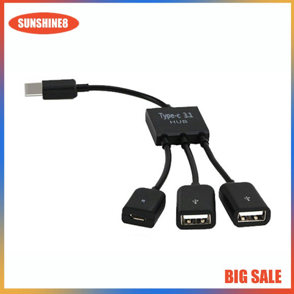 【SUN】Cáp mở rộng USB Hub Type-c 3 Dây mở rộng tương thích Cáp dữ liệu nhanh