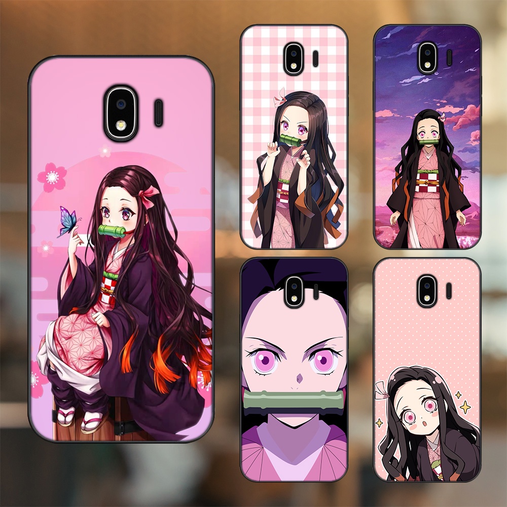 Ốp lưng Samsung J4 viền đen in hình Nezuko Kimetsu no Yaiba