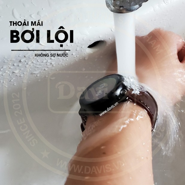 Dây da đồng hồ cho Galaxy Watch Active 1 & 2 làm hoàn toàn từ da bò thật, khâu thủ công tinh tế, thương hiệu Davis