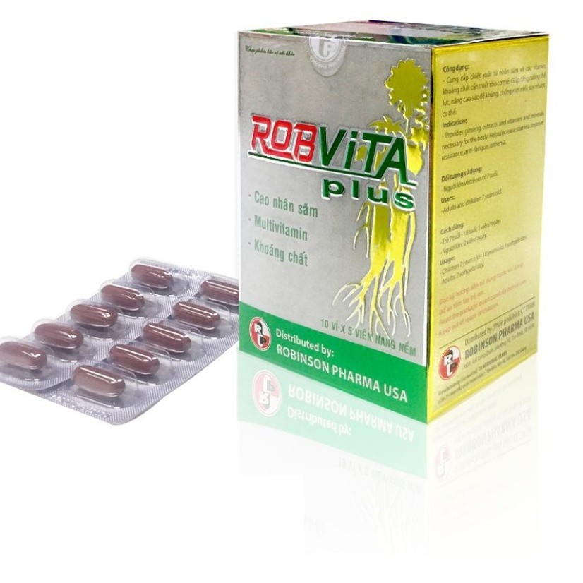 Viên uống Robvita plus –  Bổ sung vitamin tăng cường thể lực, tăng sức đề kháng, giảm mệt mỏi, suy nhược cơ thể (50v)