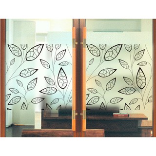 Decal dán kính cao cấp - Lá Viền Đen ( 60x58 )-DK7018