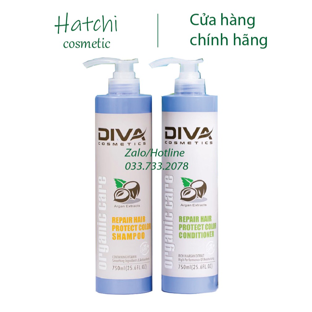 Bộ Dầu Gội DIVA Xanh Phục Hồi Siêu Mềm Mượt 750ml