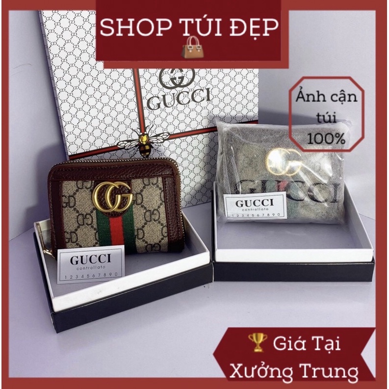 Ví nữ mini cầm tay viền nâu ( ảnh chụp thật ) shoptuidep 👜 shop túi đẹp