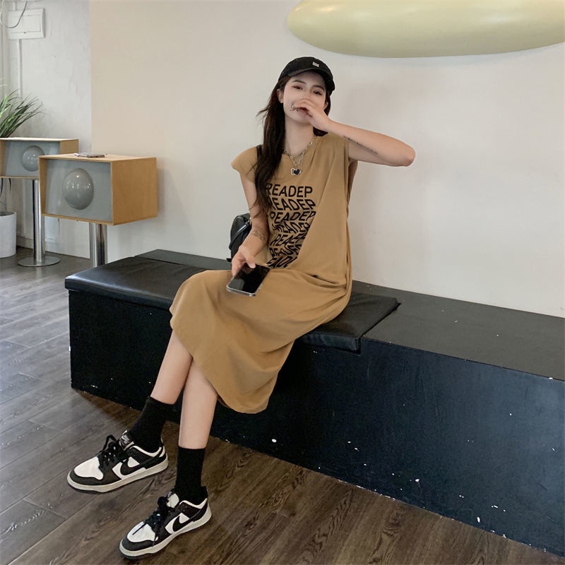 [Linin] Đầm Sát Nách Dáng Rộng Hở Lưng Có Đệm Mút Size Lớn Thời Trang Mùa Hè Cho Nữ
