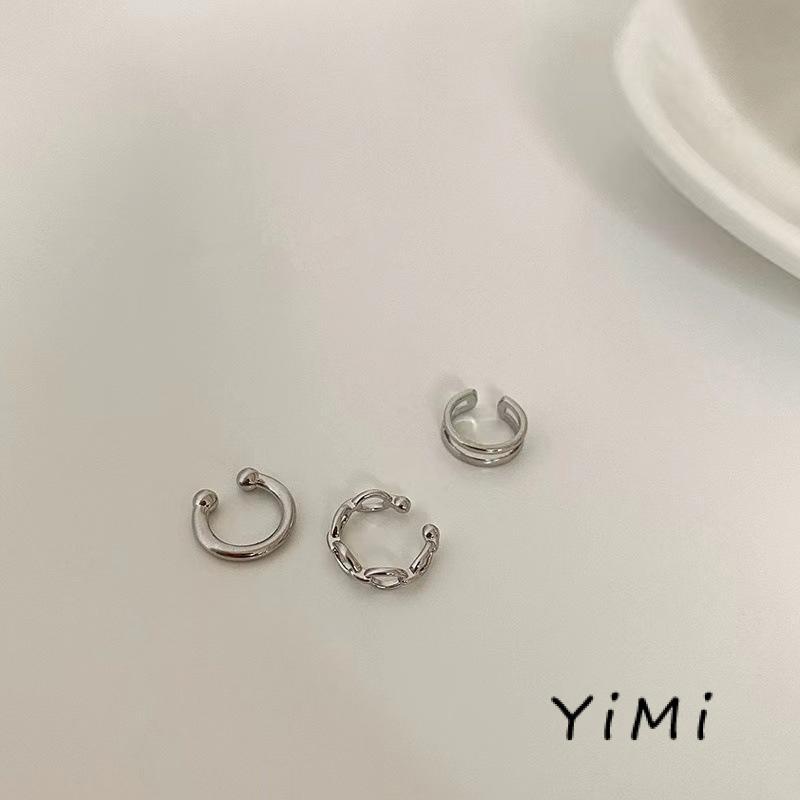 Set 3 khuyên kẹp vành tai kiểu dây xích đơn giản phong cách retro Hong Kong cao cấp cho nữ