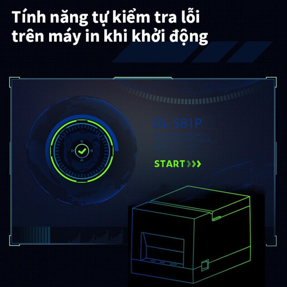 Máy In Nhiệt Deli Chính Hãng - In Đơn Hàng shopee..., Phiếu Gửi, Logo, Tem, Bill, Biên Lai - DL-581PS / DL-581PWS