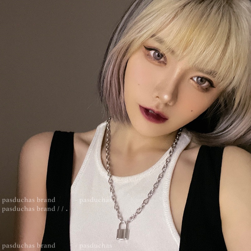 Vòng cổ Dài Mặt Hình Ổ Khóa Phong Cách Đường Phố hip hop Cá Tính