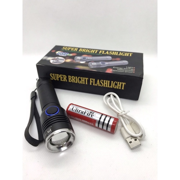 Đèn pin siêu sáng CYX-009 USB ( Super Bright Flashlight) thiết kế nhỏ gọn, vừa lòng bàn tay, cổng sạc USB tiện lợi.