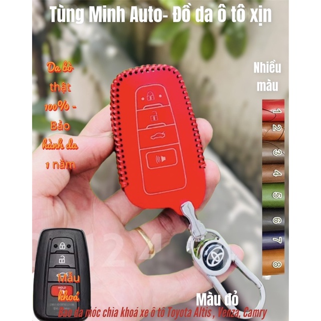 Bao da móc chìa khoá xe ô tô Toyota Camry 21-22, Altis 21-22 da bò khâu tay