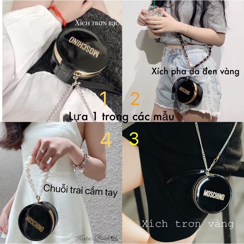 [ Có sẵn ] Túi tròn Pouch MOSCHINO AUTHENTIC