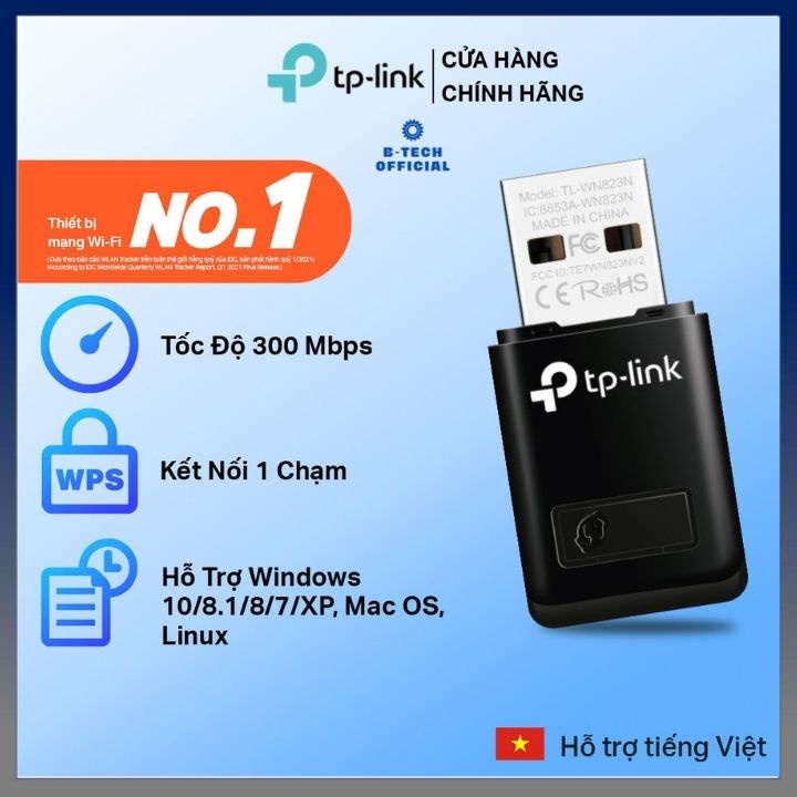 Bộ Chuyển Đổi USB Wifi TP-Link TL-WN823N Chuẩn N 300Mbps - Bảo hành 24T