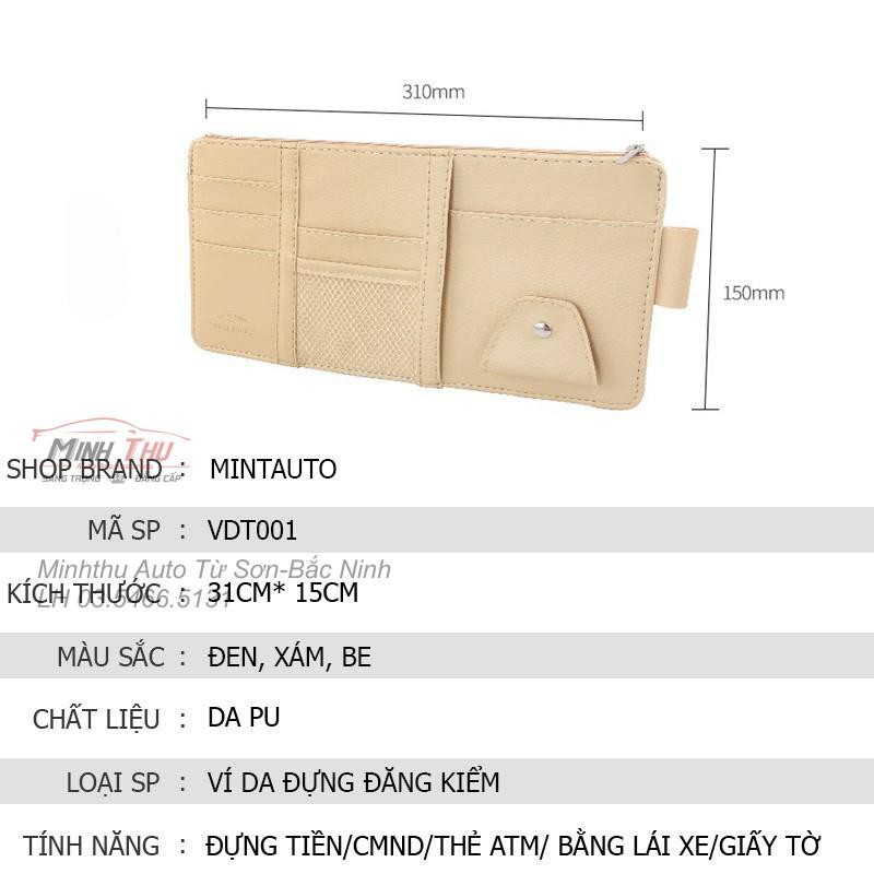 Ví da đựng giấy tờ đăng kiểm ô tô xe hơi nhiều ngăn cài tấm chắn nắng tiện lợi VDT001