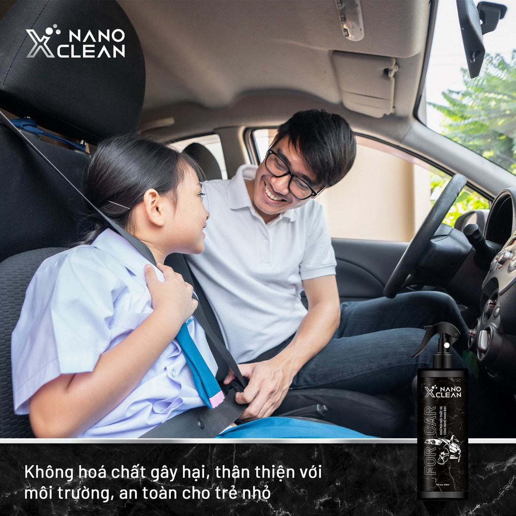 Chai xịt diệt khuẩn khử mùi xe hơi, ô tô Nano Xclean For Car 500ml - Khử mùi Say xe, Hải Sản, Ẩm mốc - Nano Bạc AHT Corp