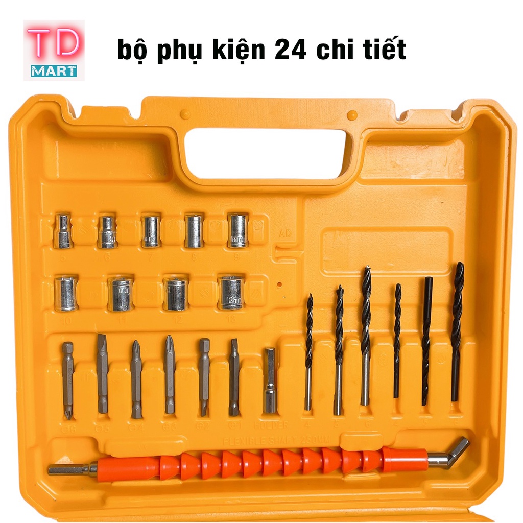 Máy Khoan Pin 18V Hukan KHÔNG CHỔI THAN Tặng Kèm 23 Chi Tiết