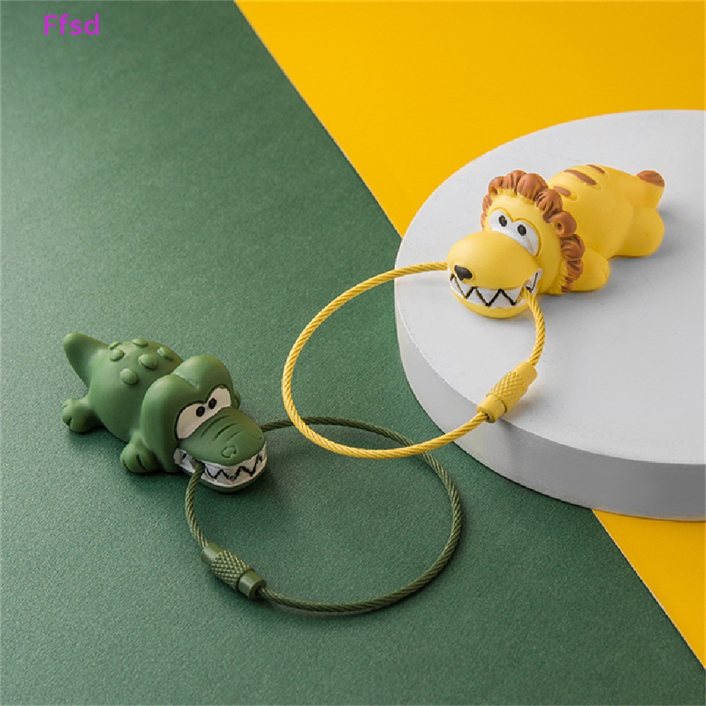 {Ffsd} Móc Khóa Dây Thép Hình Động Vật Cá Sấu / Sư Tử Đáng Yêu