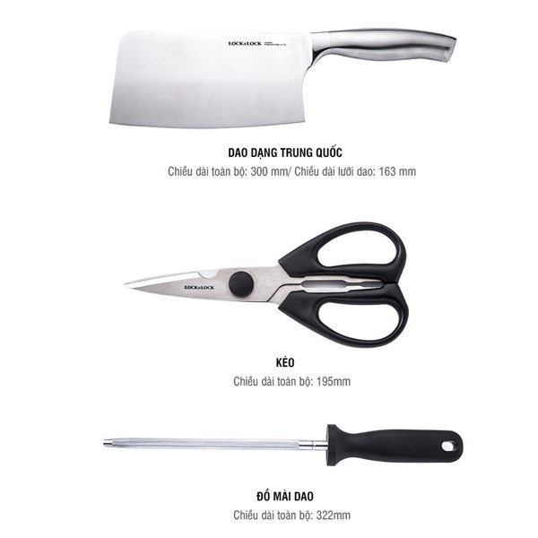 CKK301 - Bộ dao 7 món L&L, thép không gỉ  - Màu đen