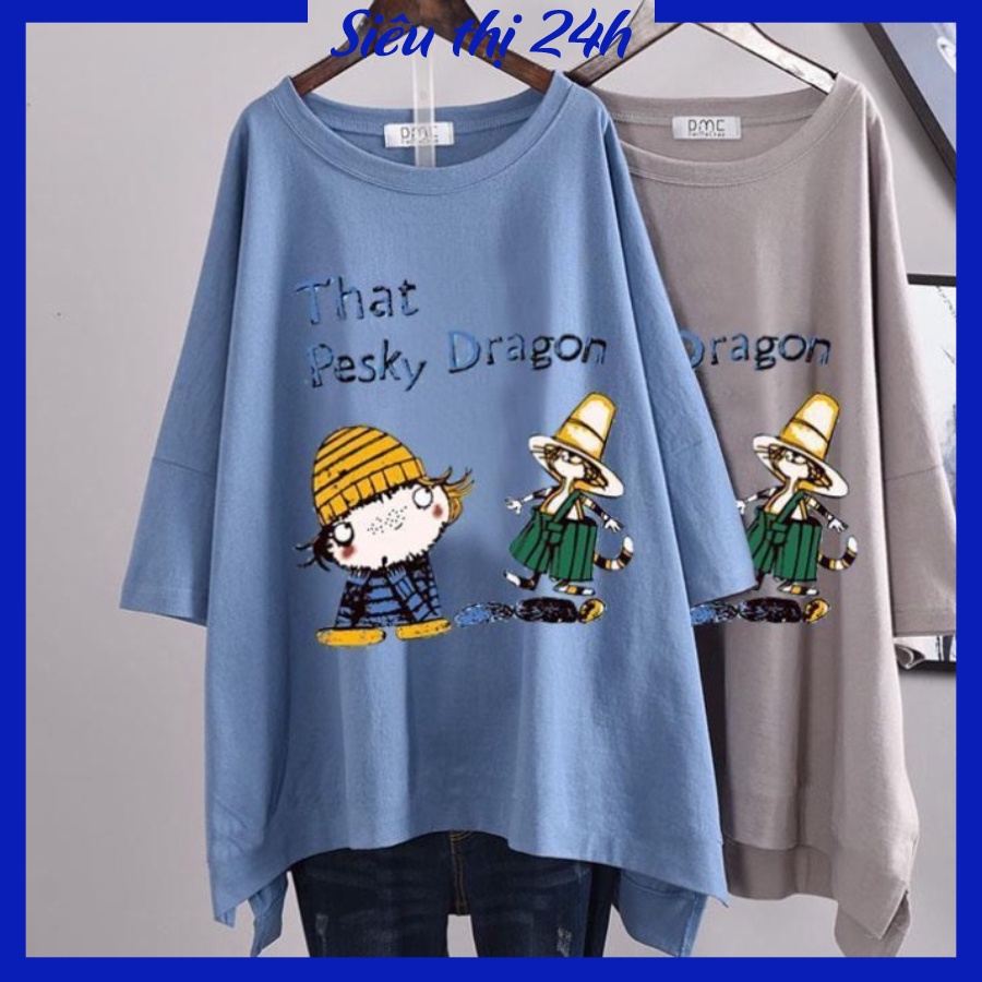 Áo thun form rộng tay lỡ Siêu thị 24 giờ, áo phông unisex Siêu thị 24 giờ in chữ That Pesky Dragon