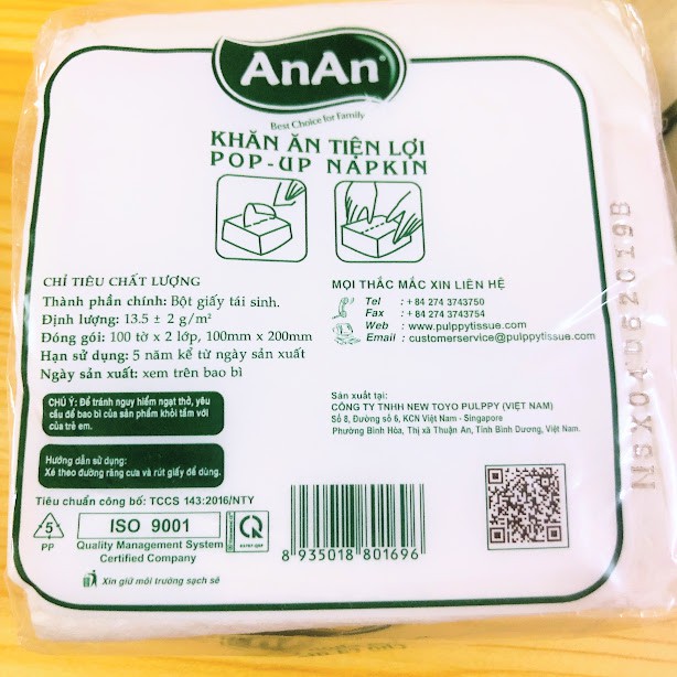 Gói 100 tờ khăn giấy ăn tiện lơi an an 10cm*20cm ( 1 gói giấy vuông size nhỏ )