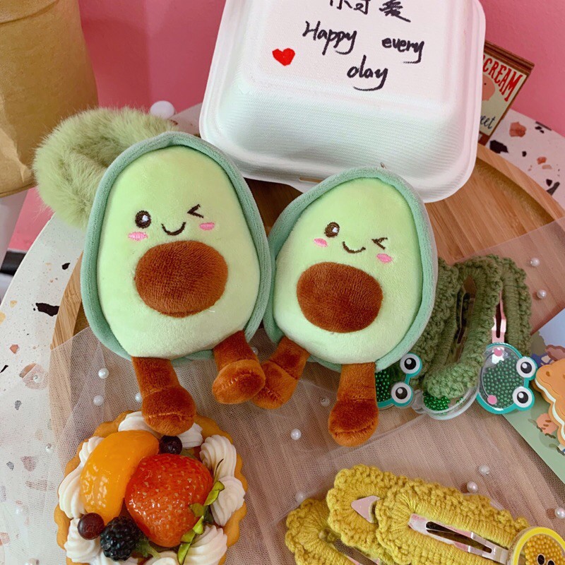 Móc khoá gấu bông hình quả bơ đáng yêu treo balo túi xách móc chìa khoá