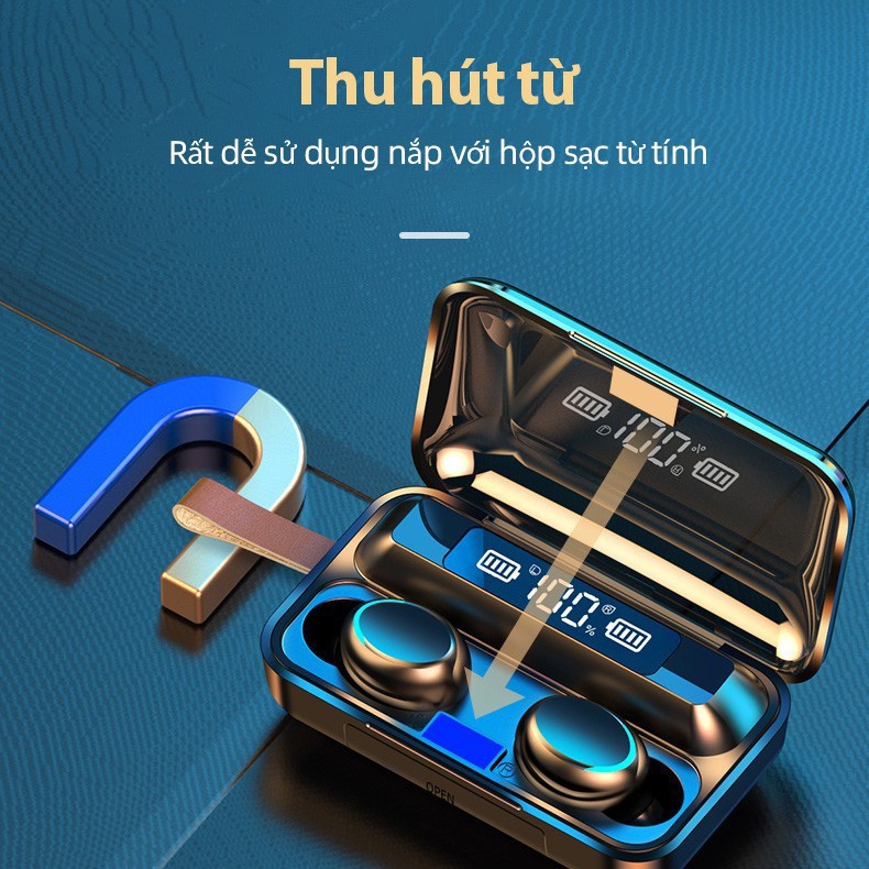 Tai nghe nhét tai GrownTech bluetooth TWS F9 PRO 5.0 có hộp sạc