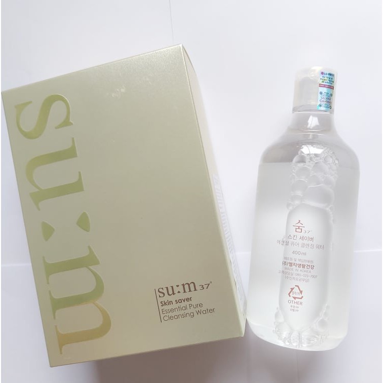 [Date 2024) Set Tẩy trang Su:m37 dạng nước 3 trong 1 Skin Saver Essential Cleansing Water 400ml