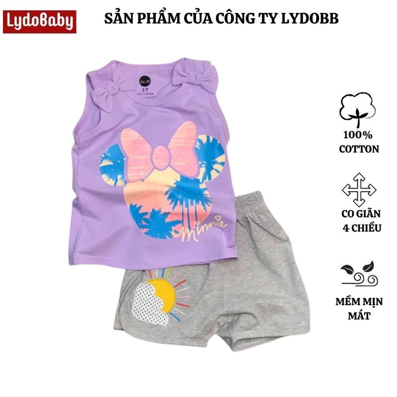 Bộ đồ quần áo trẻ em cotton mùa hè LYDO BB cho bé gái hình in chuột Minnie đáng yêu từ 3 đến 10 tuổi