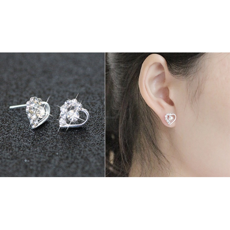 Khuyên tai ngọc trai hình trái tim đính đá thời trang sành điệu
