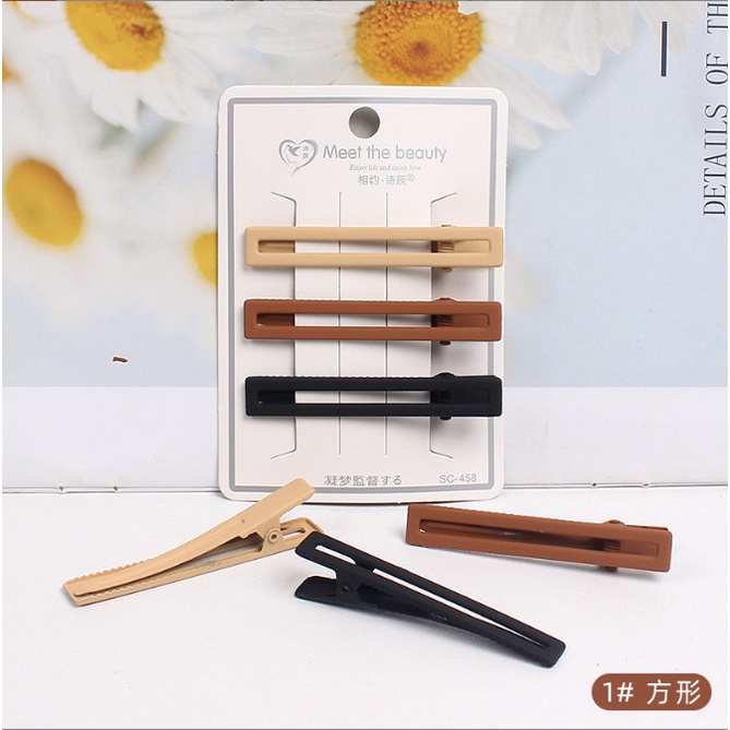 Set 3 chiếc kẹp tóc mái tông nâu trắng Hàn Quốc BAG U KTNAUTRANG135