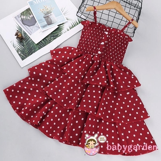 Đầm xòe chấm bi trễ vai dễ thương cho bé gái
