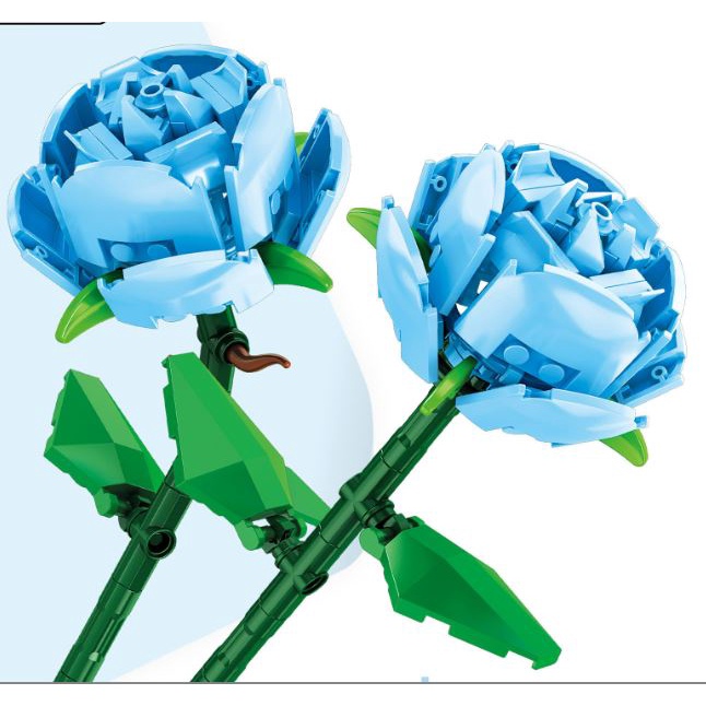 Bộ xếp hình HOA HỒNG 40460 - Hoa hồng rực rỡ màu  xanh dương