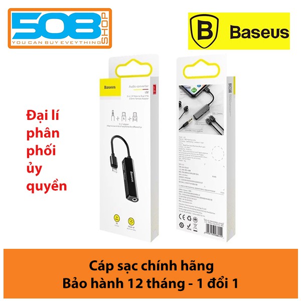 Cáp chuyển 3 in 1, Bộ chuyển 3 in 1, Jack chuyển 3 in 1 Vừa Sạc Vừa Nghe Baseus L52 Cho Iphone7->11 - Bảo hành 12 tháng