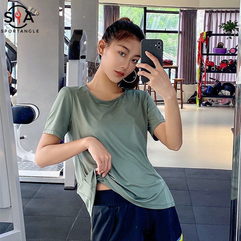 Áo thun thể thao phối lưới năng động cho nữ