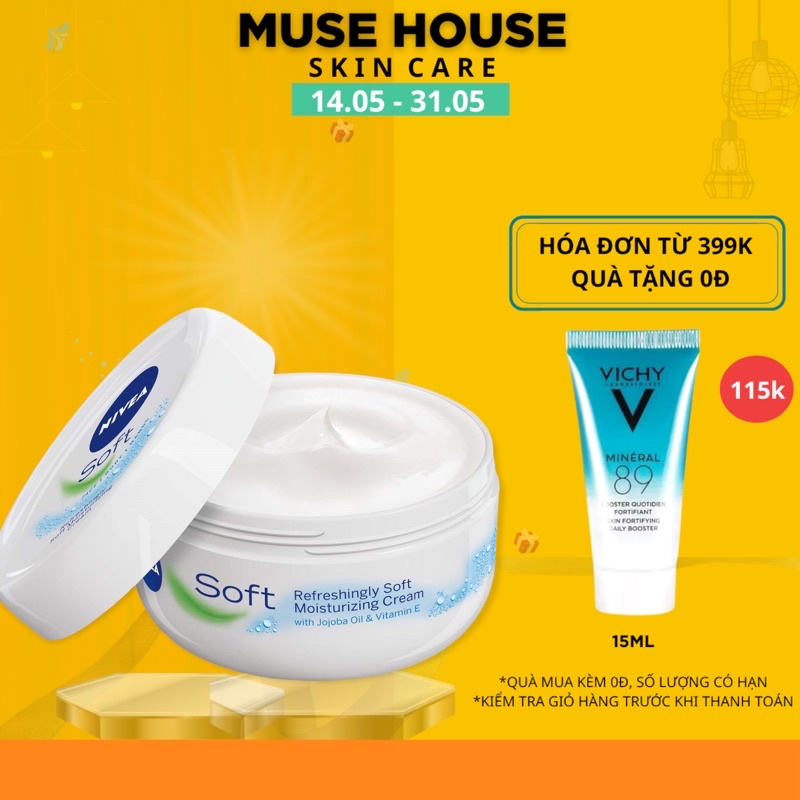 Kem dưỡng Nivea Soft dưỡng ẩm ngăn ngừa nẻ cho da mặt và cơ thể 200ml - Muse House