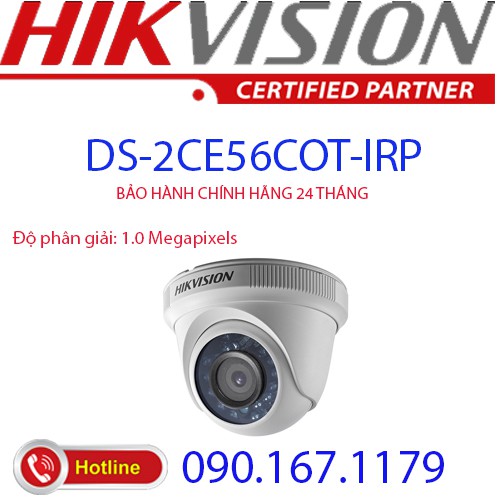 Camera HD-TVI Dome hồng ngoại 1.0 Megapixel HIKVISION DS-2CE56C0T-IRP