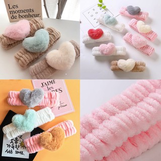 Băng Đô Cục Bông Hình Tim 3D Loại Xịn Dày Dặn ( khăn turban cài tóc )