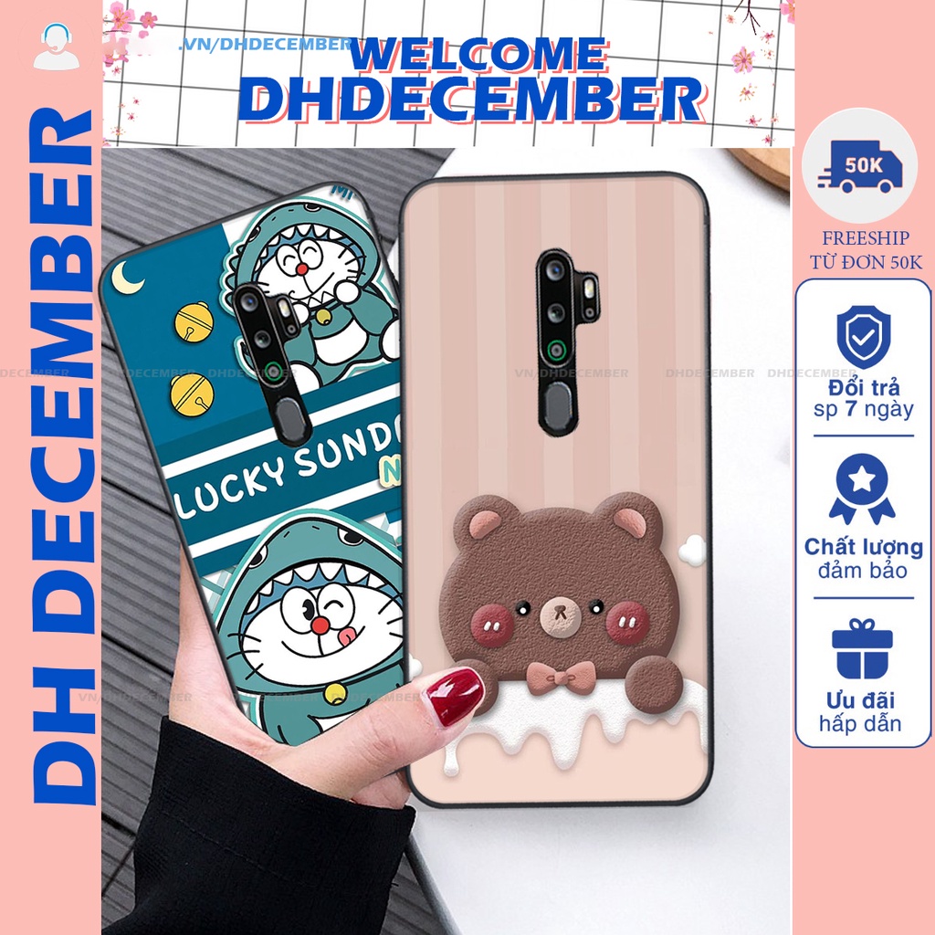 Ốp lưng Oppo A5 2020 / A9 2020 in hình gấu K@ws, gấu nâu, dor@emon RẺ- ĐẸP- BỀN